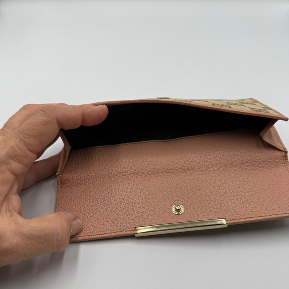 Gucci GG Canvas Pink Leather‎ Bi Fold Wallet Clutch Authentic Pre Owned - Picture 5 of 13